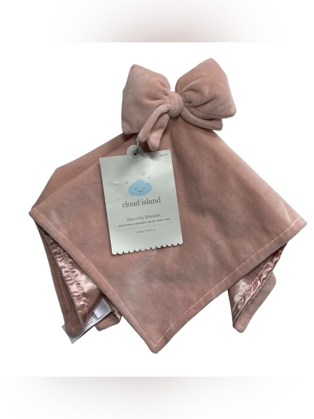 Cloud Island Pink Bow Lovey 13.5" Security Blanket Satin Back 2024.